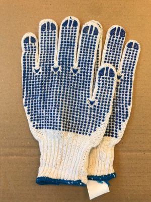 Kesztyű kék gumipöttyös vastag PP/pamut 4374, 4376