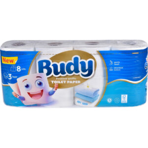 Budy háztartási Prémium wc papír 3 réteg, 8 tekercs