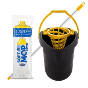 Bonus felmosószett SoftMop Extra, Fetete-Sárga /130 cm-es nyél+18 L-es vödör+ SoftMop 160 gr./