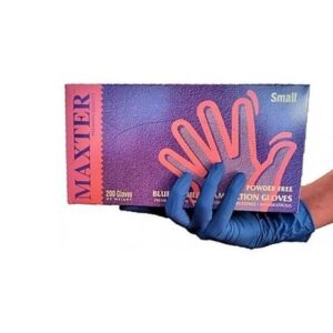 Gumikesztyű 200 db-os / nitril/, Maxter, KÉK, S púder mentes