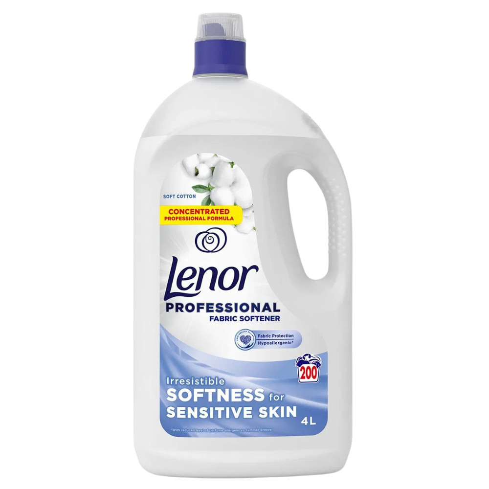 Lenor öblítő 4 L soft cotton sensitive (fehér), 200 öblítés