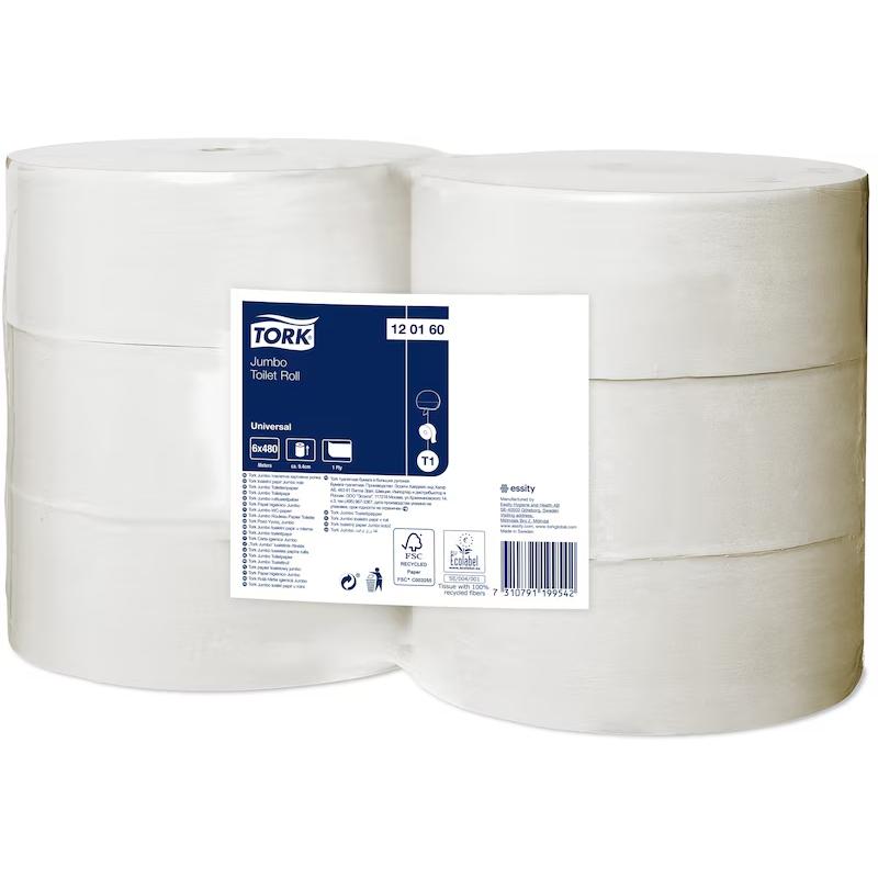 Tork egészségügyi  papír Jumbó Universal /T1/ 120160 26 cm 1 rétegű,  natúr 480 m 6 tekercs/zsugor