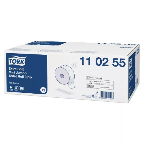 Tork egészségügyi papír miniJumbo Prémium extrasoft (T2) 3 r. fehér 120 m 12 tek/karton 110255