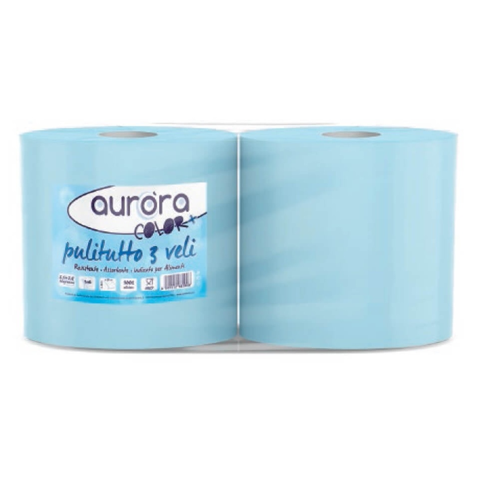 Aurora kéztörlő, 3 réteg, KÉK, 2 tekercs/zsugor