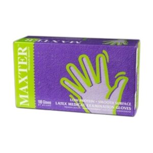 Gumikesztyű 100 db-os / latex/, Maxter, FEHÉR, S, púderes