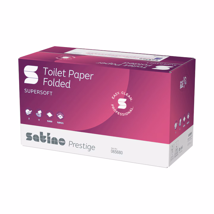 Satino Wepa Prestige hajtogatott wc papír, 2 réteg, hófehér,9,8×21 cm/lap, 30×300 lap/karton